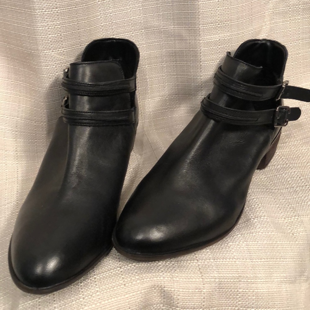 Black leather booties size 11